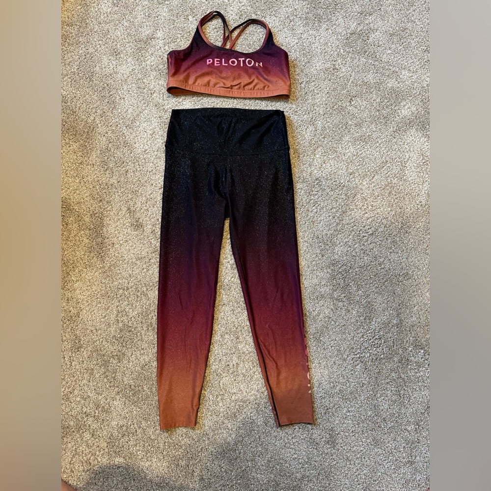 Peloton XL WITH Sunrise Fade Legging and Strappy Bra set